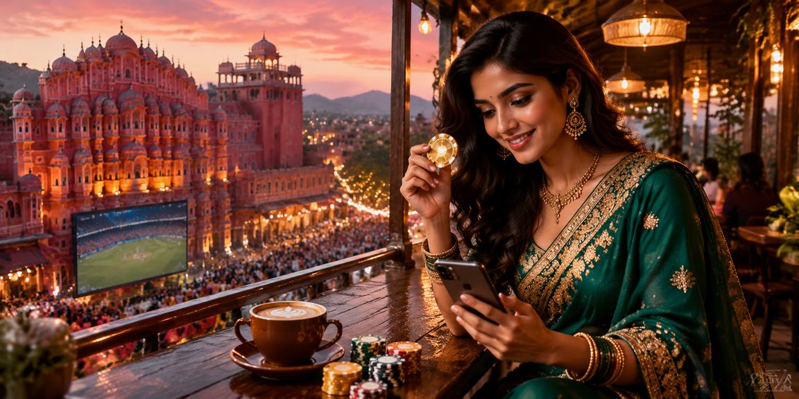 Indian woman in saree registering on a mobile betting platform